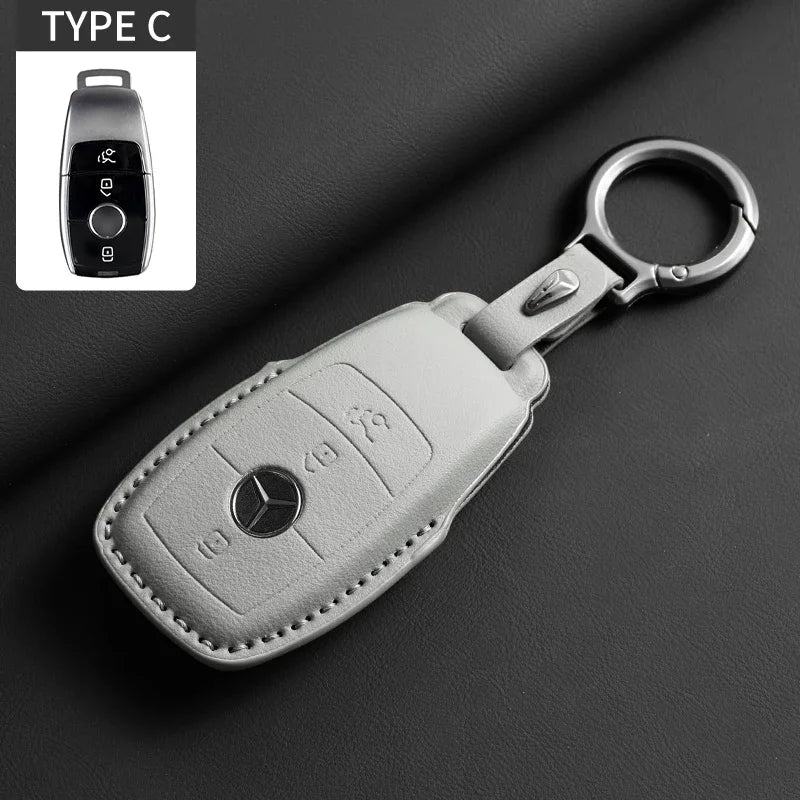 Luxury Leather Remote Key Case for Mercedes Models