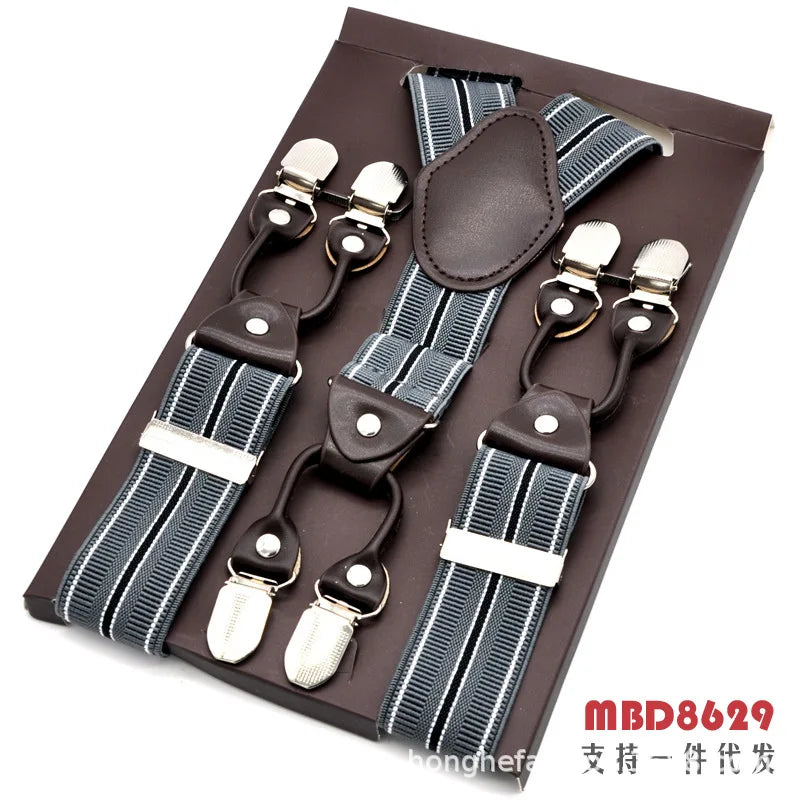 Adjustable 6-Clip Suspenders for Men & Women