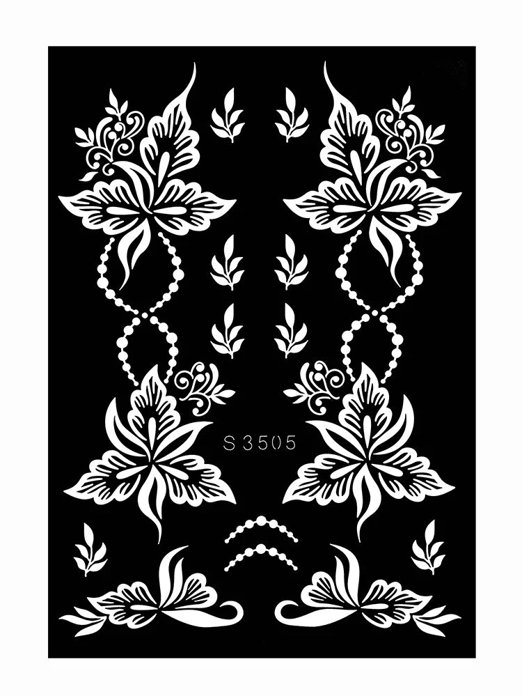 Pochoir Henné Fleurs - Tatouage Éphémère Réutilisable