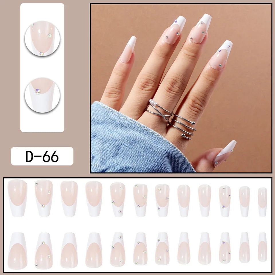 24 Faux Ongles Ballerine Acrylique Press-On