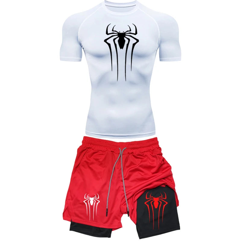 Ensemble Sport Homme Compression Araignée Séchage Rapide