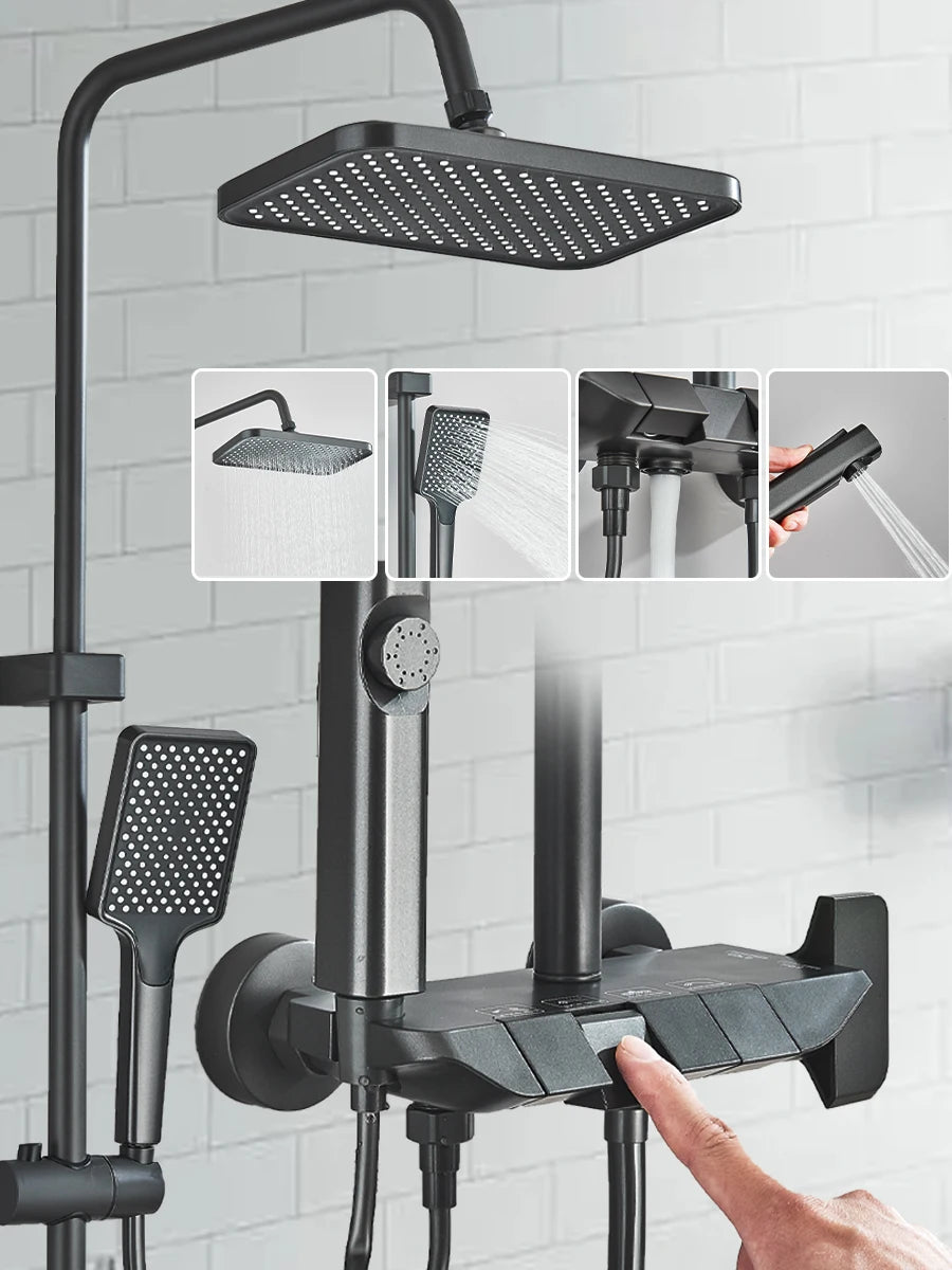 Ensemble de Douche Blanc 4 Voies Pluie & Bidet