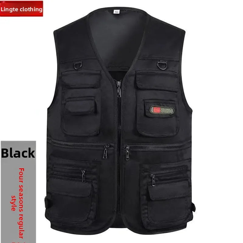 Gilet Pêche Confort Multi-Poches pour Hommes Âgés