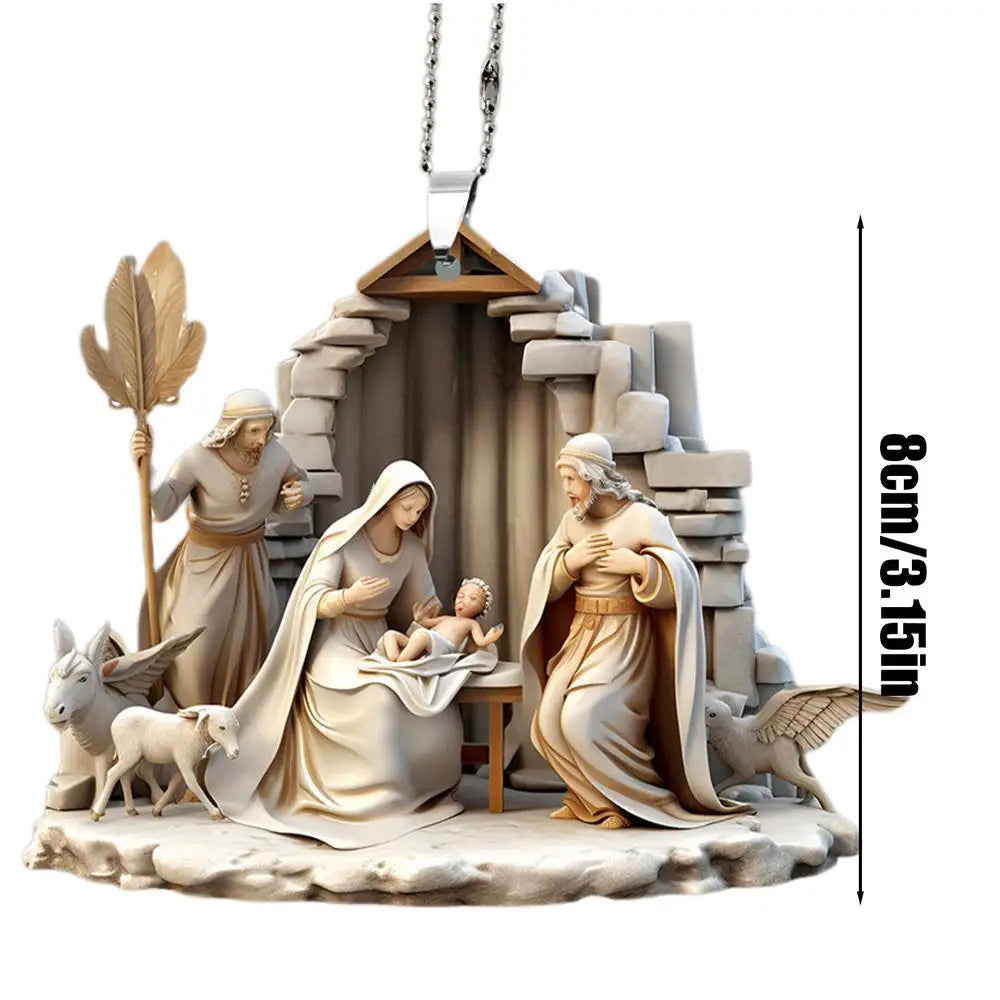 Nativity Scene Acrylic Pendant - Holiday Charm