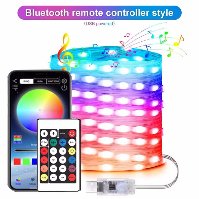 DreamGlow LED String Lights - Bluetooth RGBIC Decor