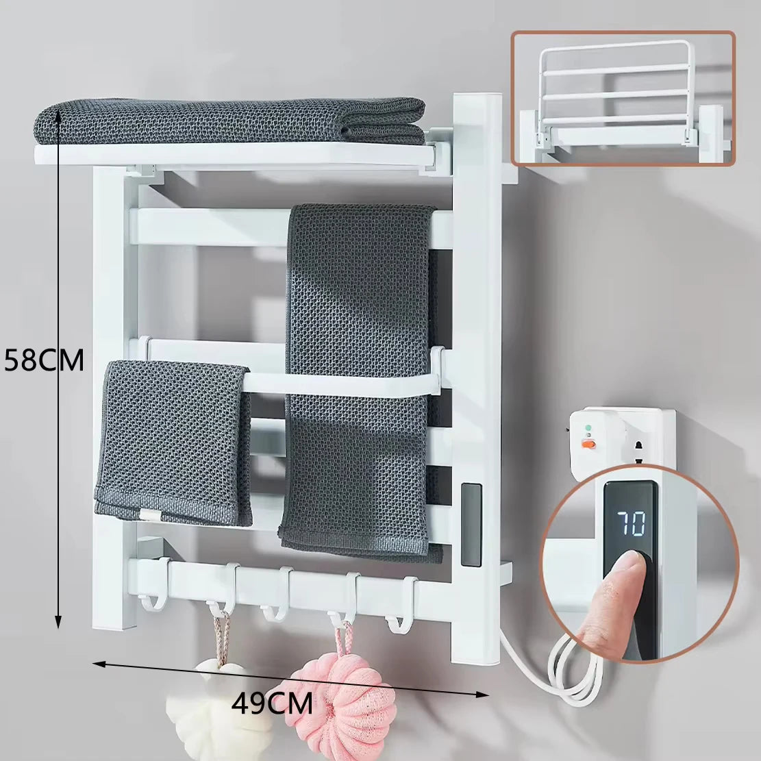 Sèche-serviettes Électrique Inox à Affichage Digital