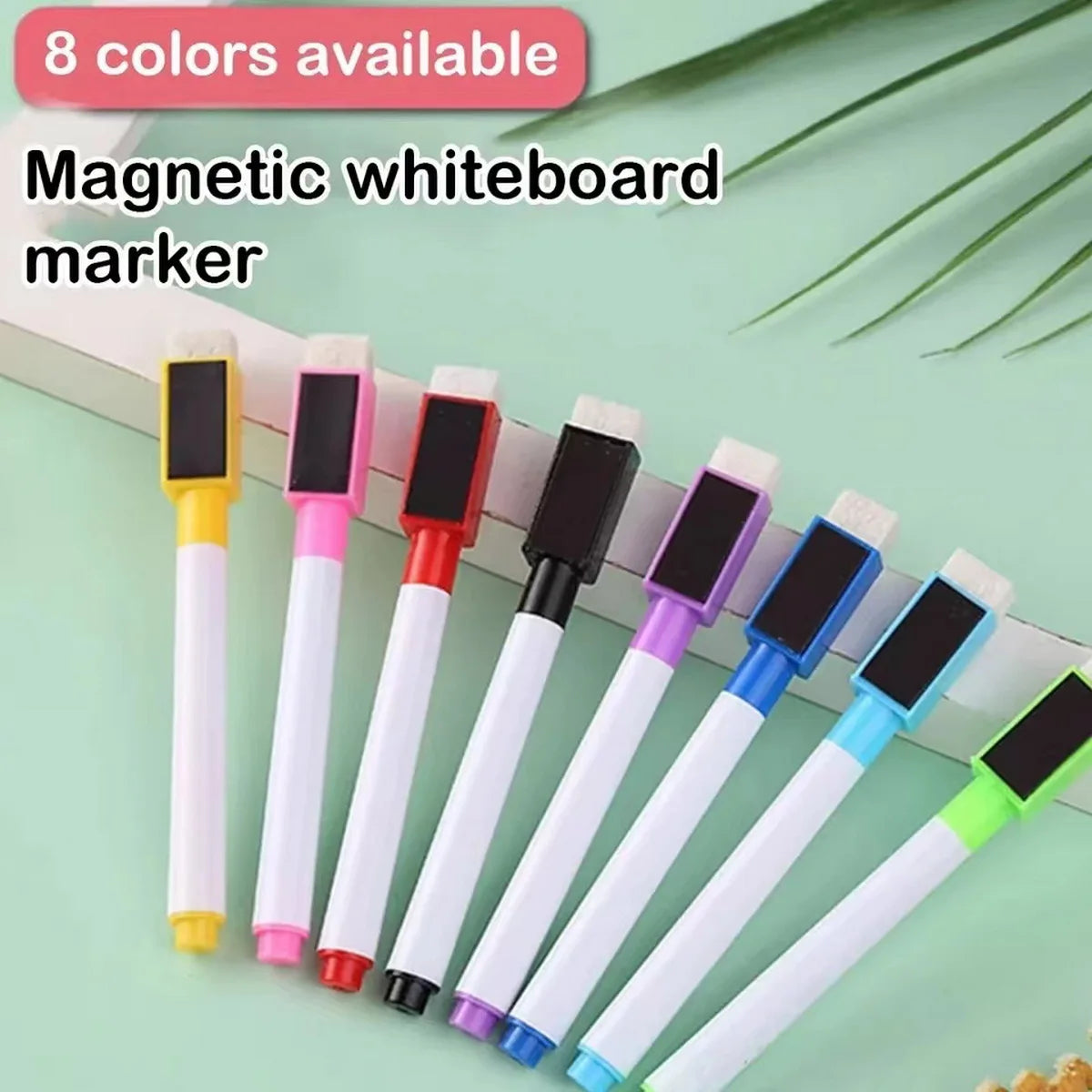 8-Color Magnetic Whiteboard Markers Set - Compact Size