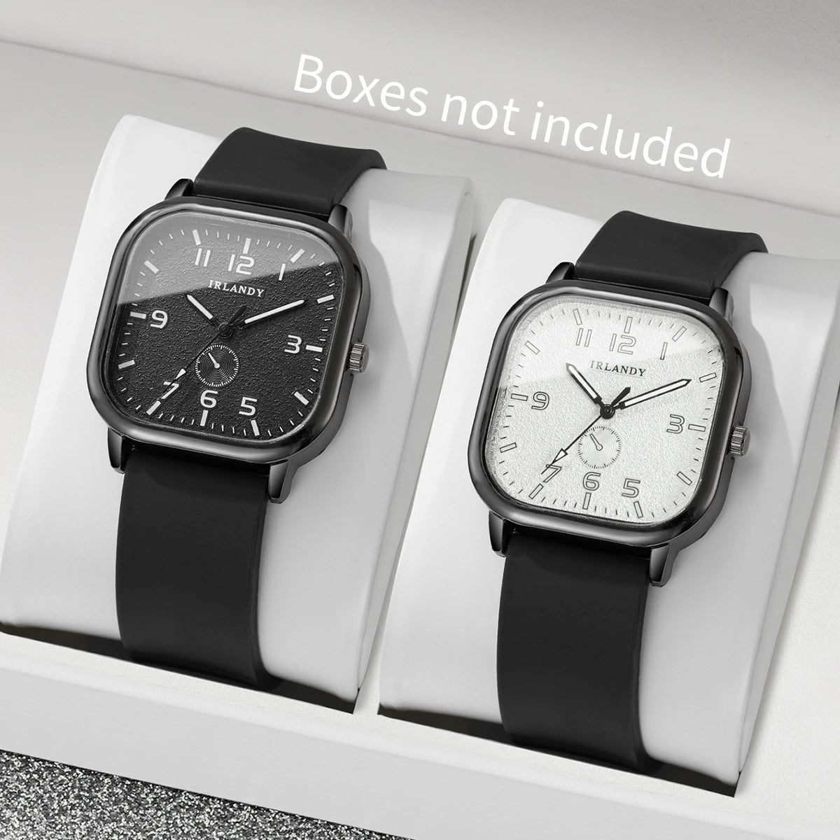 Montre Décontractée 2 Pièces Cadran Carré Silicorne