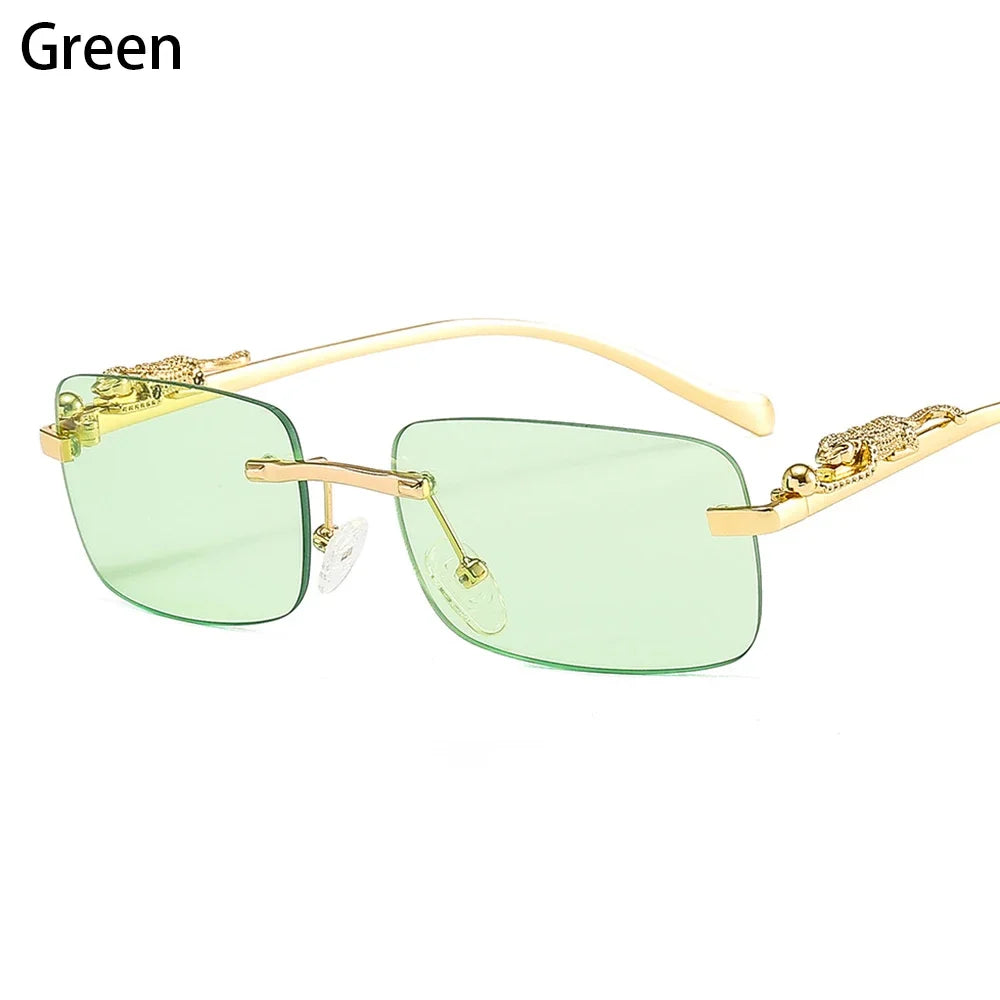 Rimless Retro Leopard Sunglasses UV400 Unisex
