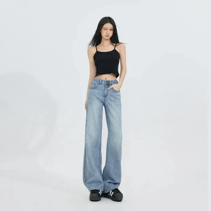 Jean Drapé Chic - Taille Haute, Jambe Droite 2025