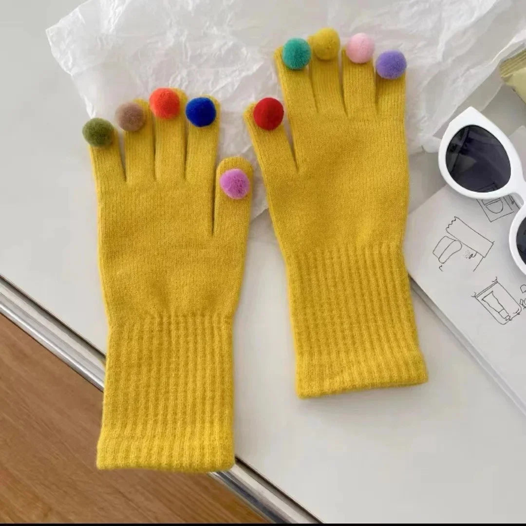 Gants Femme en Laine Éléguants avec Strass Blancs