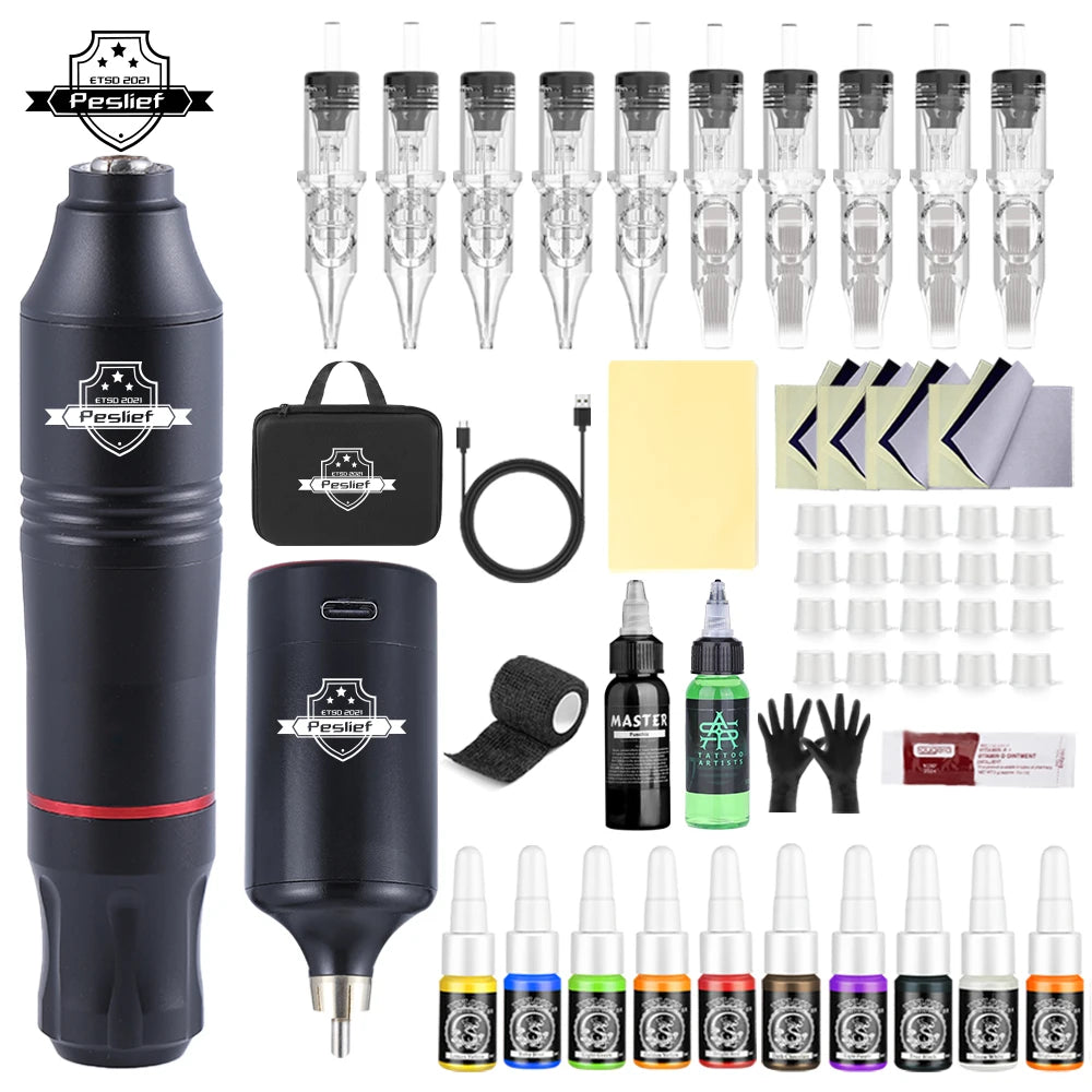 Kit Tatouage Sans Fil YILONG - 10 Pièces Pro