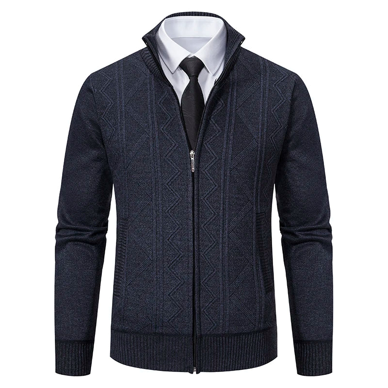 Cardigan Épais Hiver Homme Col Montant
