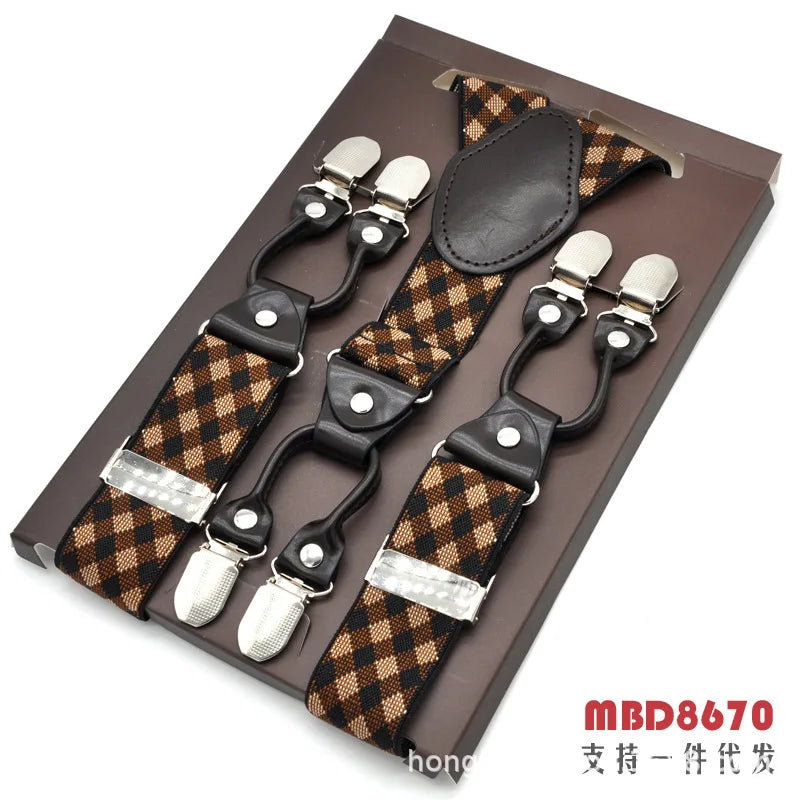 Adjustable 6-Clip Suspenders for Men & Women