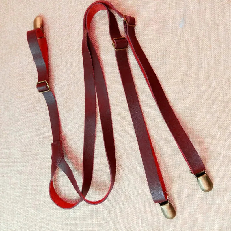 Unisex 1.5cm PU Leather Y-Back Suspenders