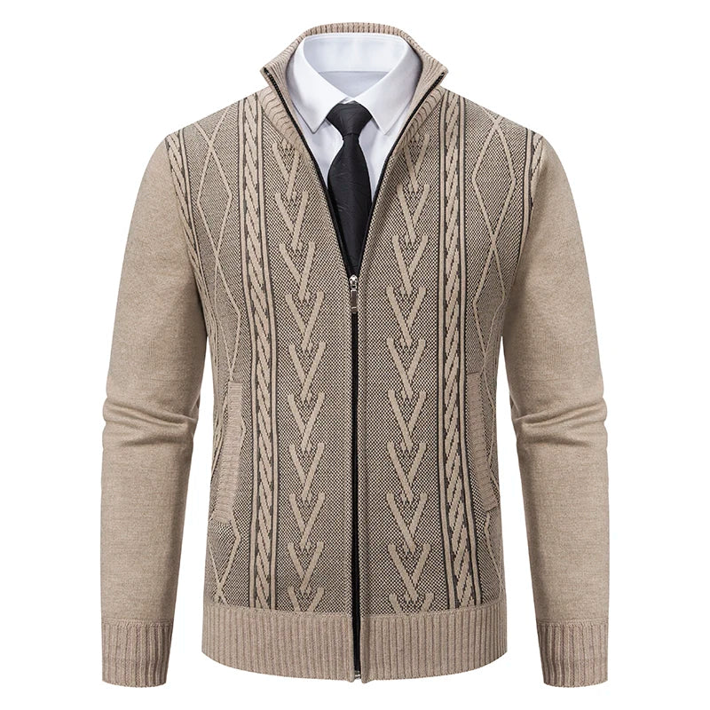 Cardigan Épais Hiver Homme Col Montant