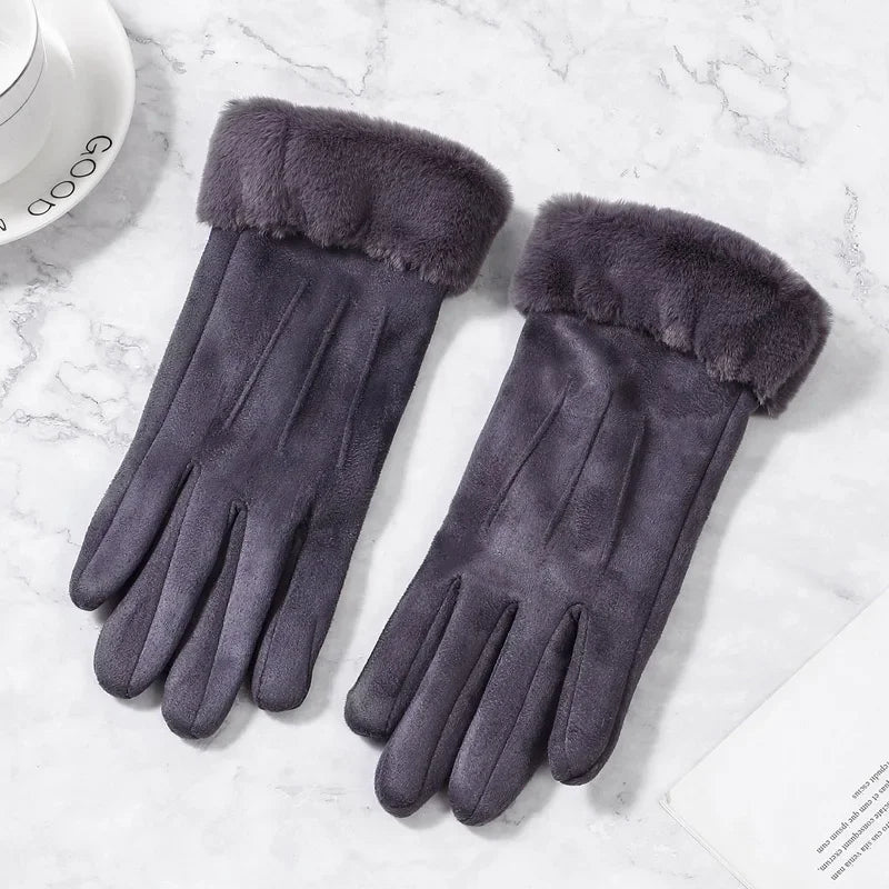 Gants d'hiver tactiles en daim pour femmes, chauds.