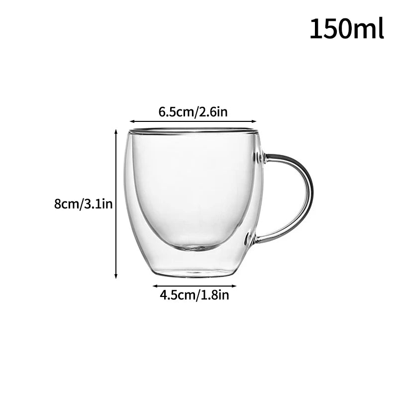 Élégance Verre: Tasse Double Paroi avec Poignée