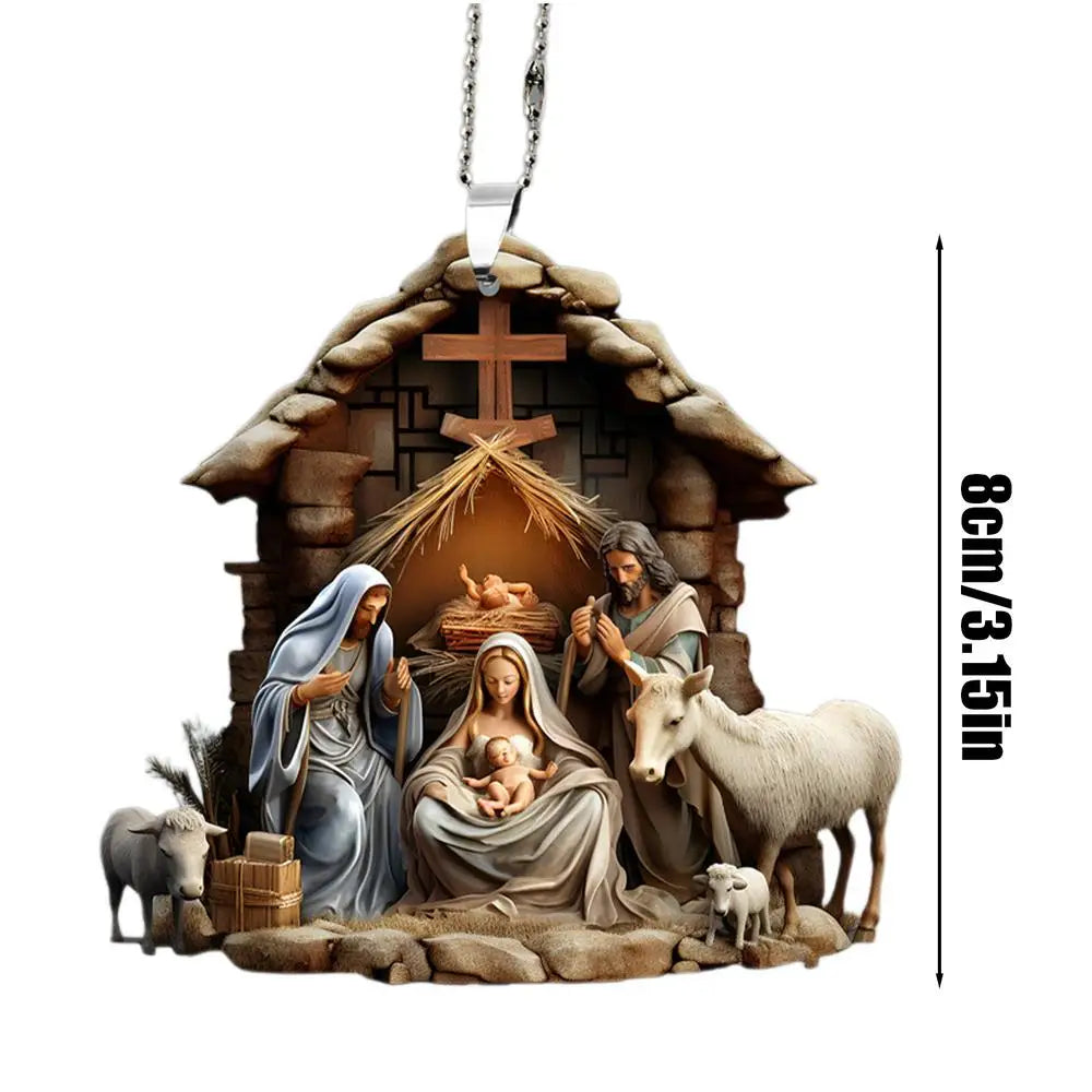 Nativity Scene Acrylic Pendant - Holiday Charm