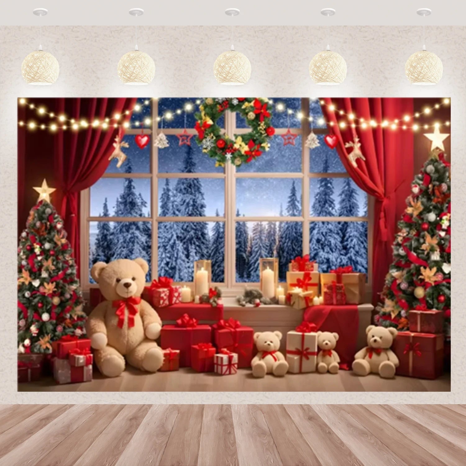 Décor Festif Hiver : Arbre & Fenêtre