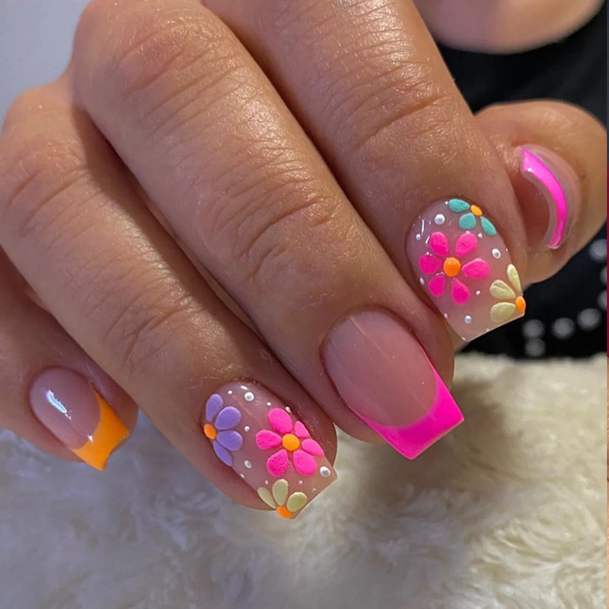 Fleurs Printanières - Faux Ongles Brillants