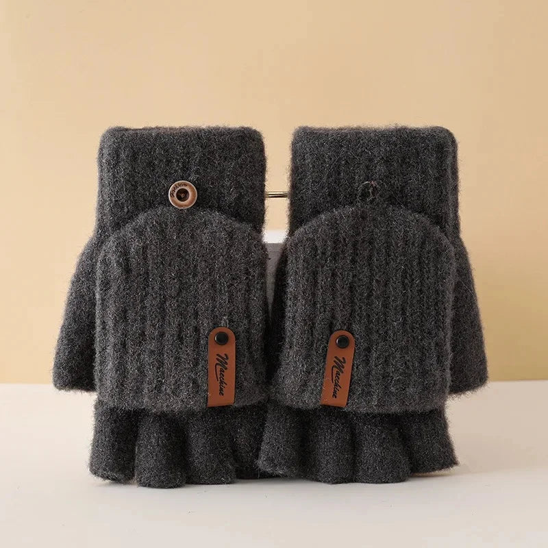 Gants demi-doigts en peluche pour l'hiver actif