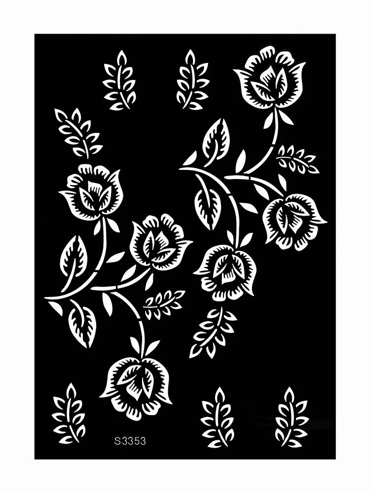 Pochoir Henné Fleurs - Tatouage Éphémère Réutilisable