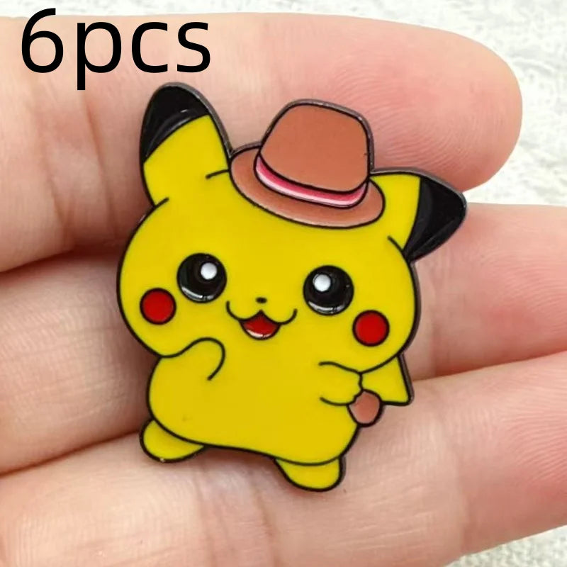 Chic Cartoon Enamel Pin Set - 6 Trendy Badges