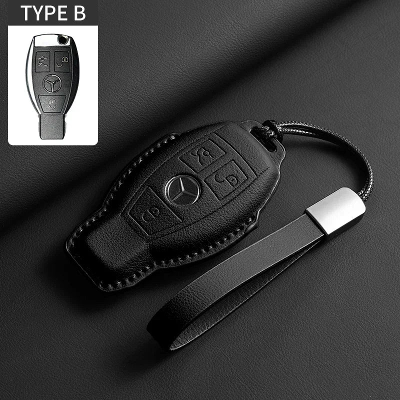 Luxury Leather Remote Key Case for Mercedes Models