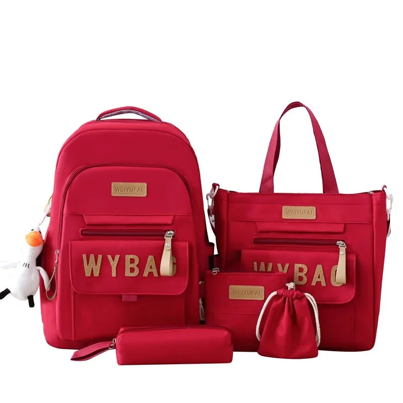 Sac à dos étudiant 5 pièces en toile