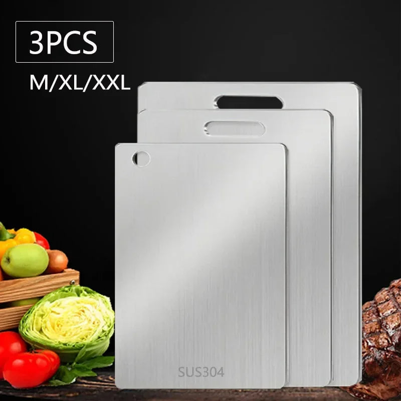 Stainless Steel Double-Sided Chopping Board Set