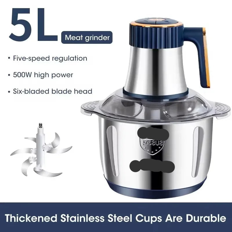 Hachoir Électrique 5L Inox Multi-Vitesses