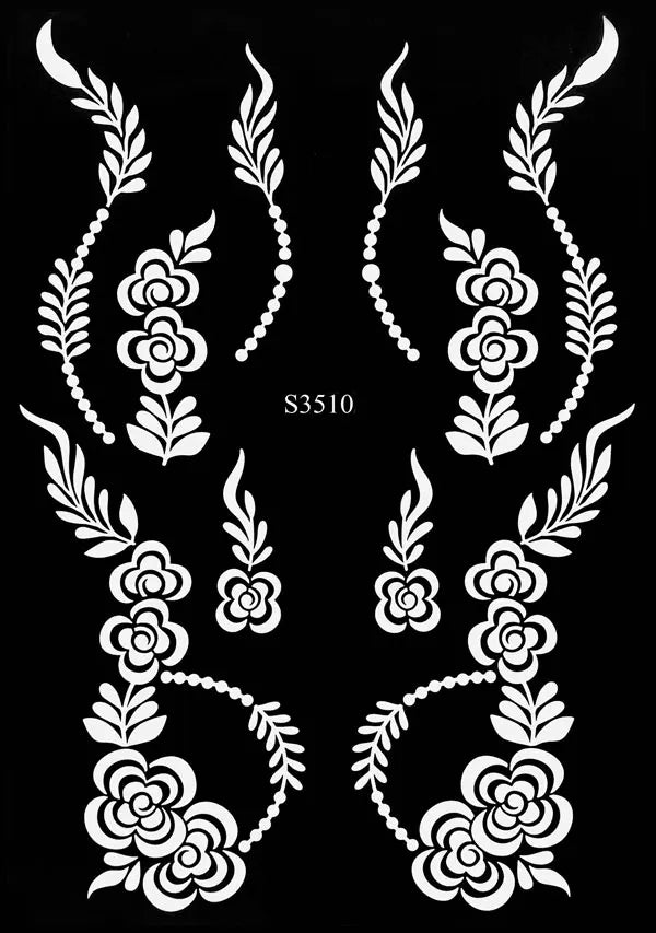 Pochoir Henné Fleurs - Tatouage Éphémère Réutilisable