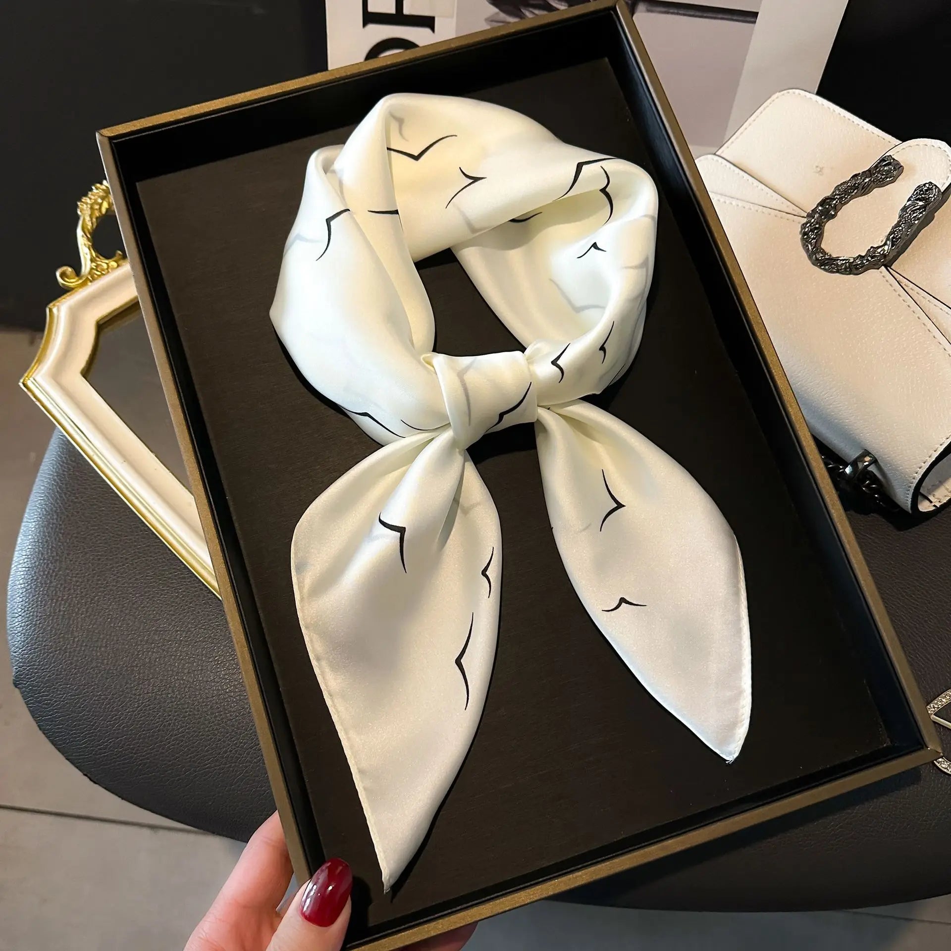 Silk Chic: Korean Floral Square Scarf 70x70cm