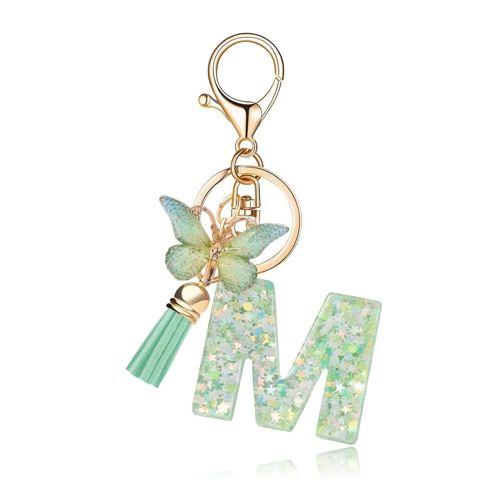 Green Butterfly Resin Keychain - Chic Gift Accessory