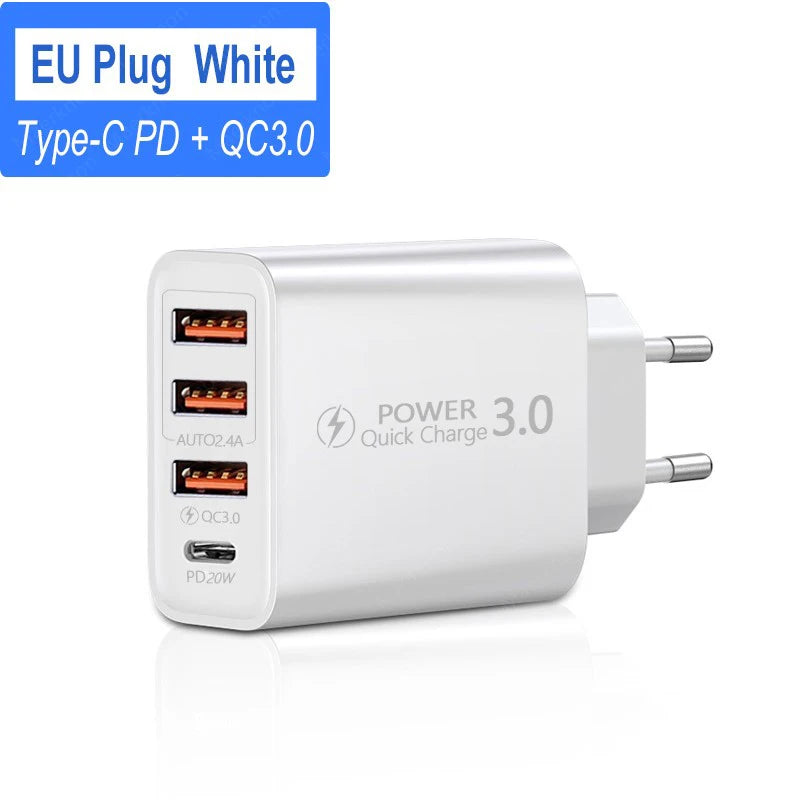 Chargeur USB C 60W - 4 Ports Rapide Universel
