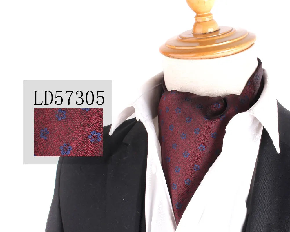 Cravate Jacquard Floral Ascot Luxe pour Hommes