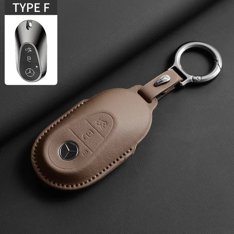 Luxury Leather Remote Key Case for Mercedes Models