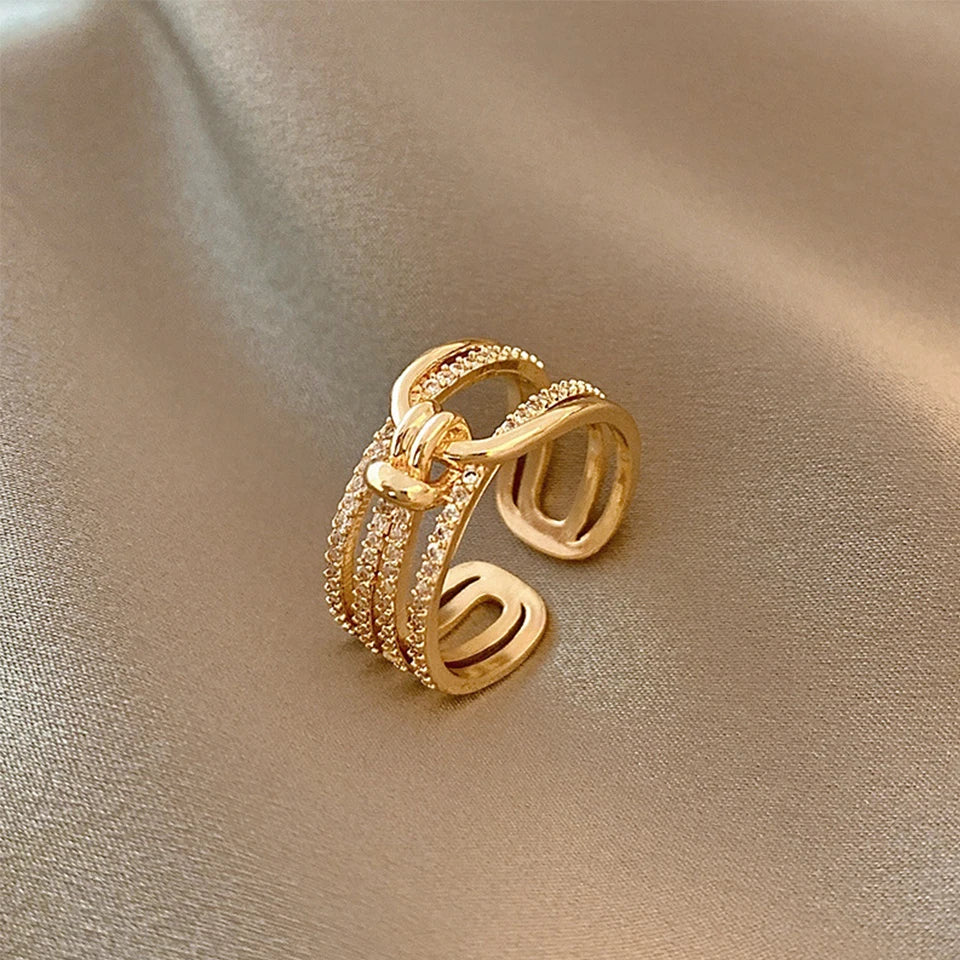 Bague Zircon Double Couches ZAKOL Or