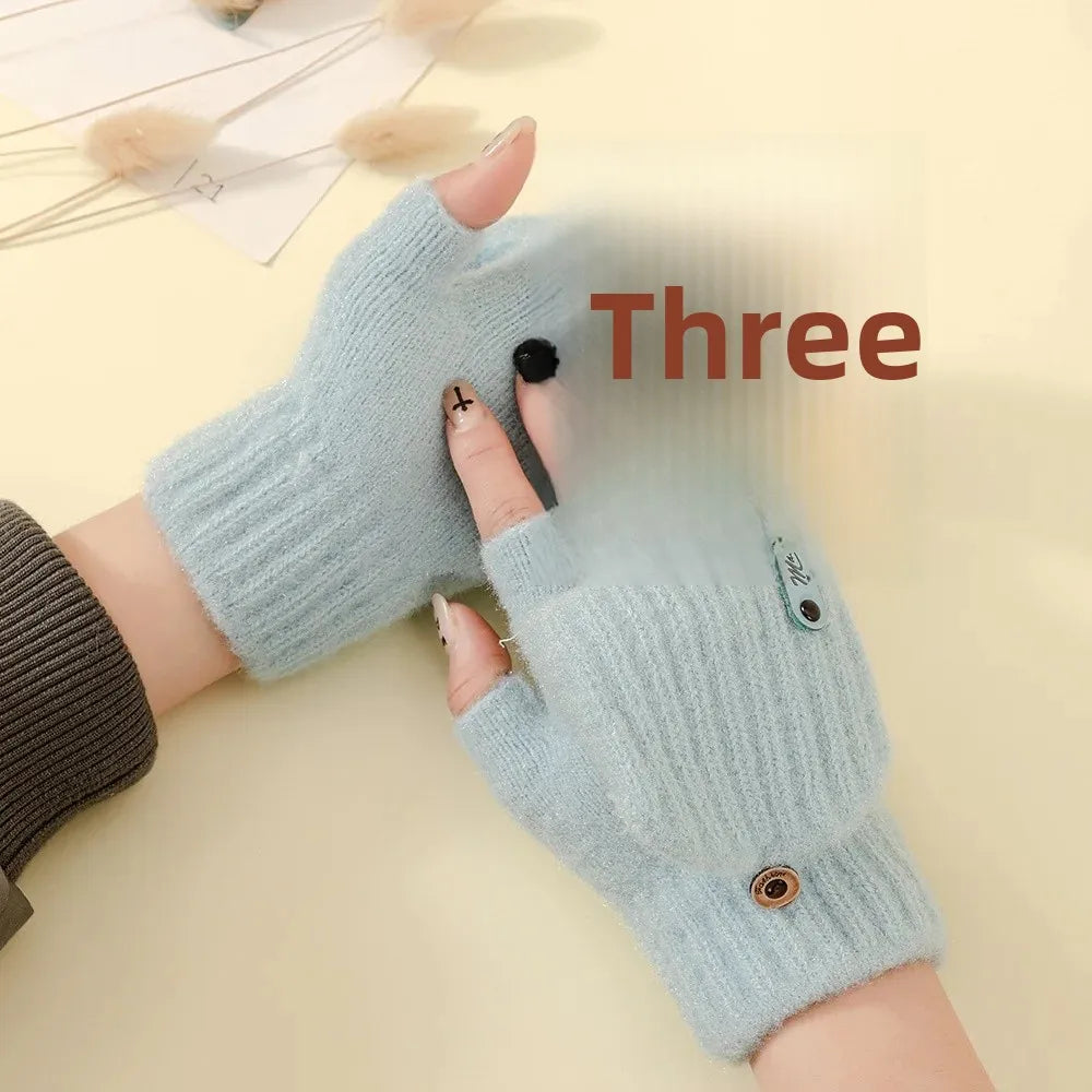 Gants demi-doigts en peluche pour l'hiver actif