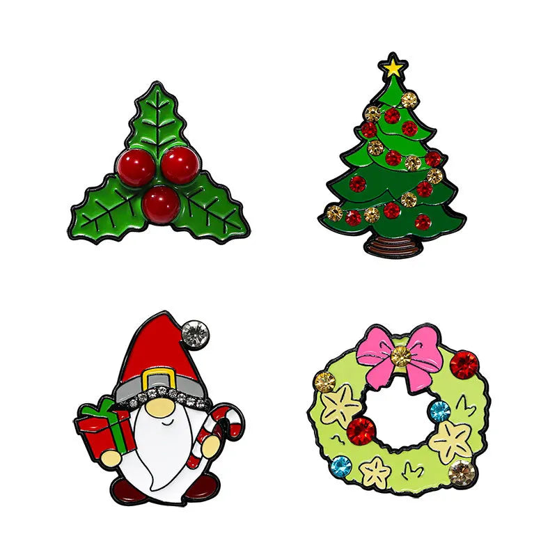 Émail Noël Strass: Broche Arbre Créative Unisexe