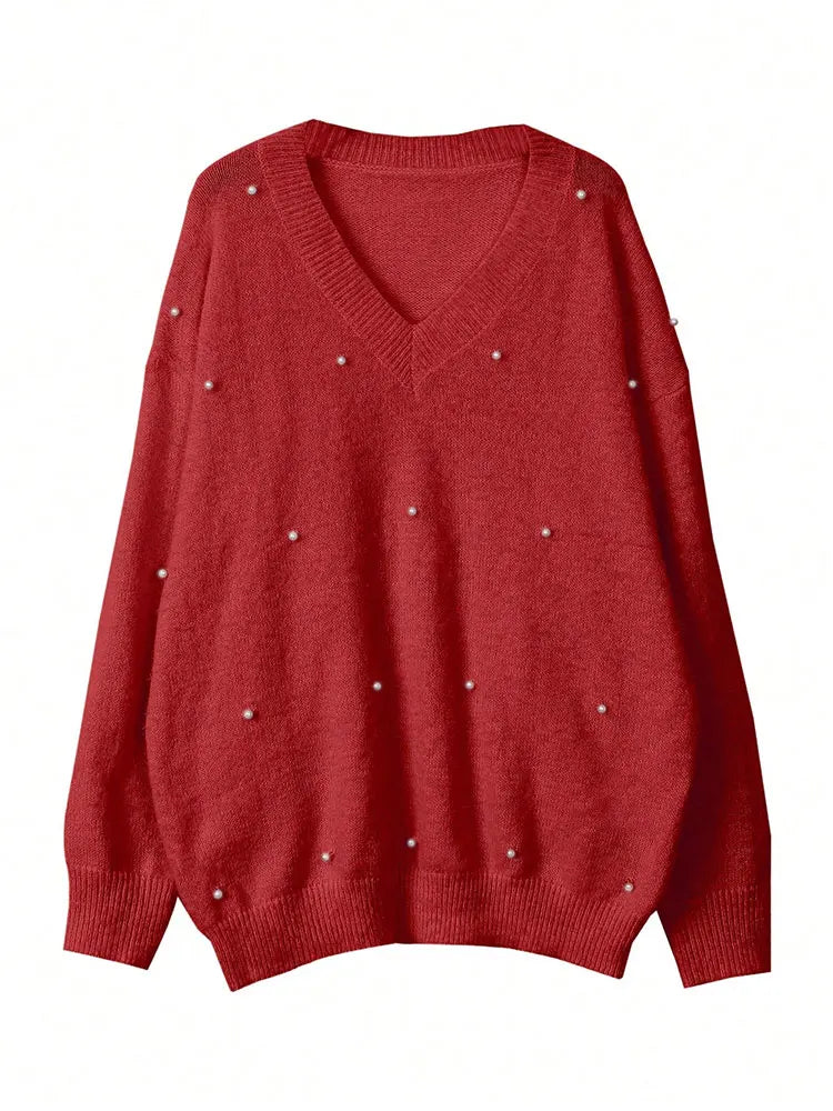 Pull Élégant Perlé Femme Automne Hiver