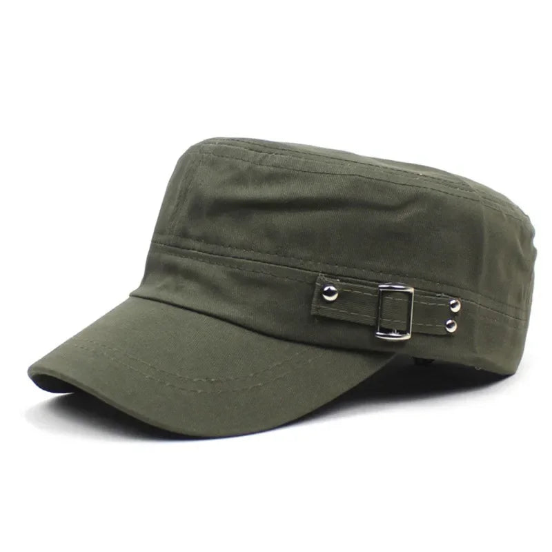 Casquette militaire unisexe en coton délavé