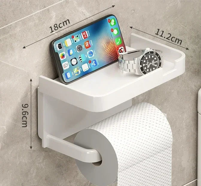 Support mural multifonction gris et noir pour salle de bain