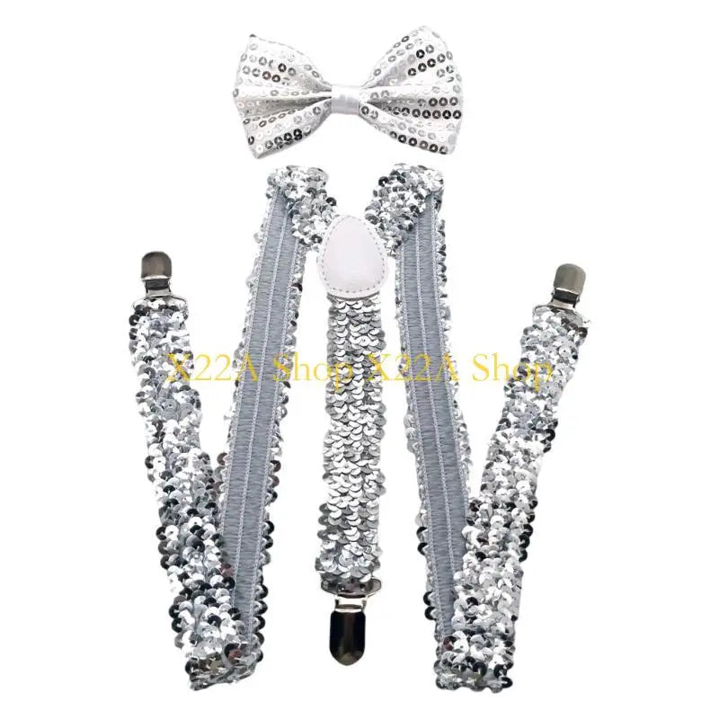 Brilliant Sparkle Suspenders & Bow Tie Set