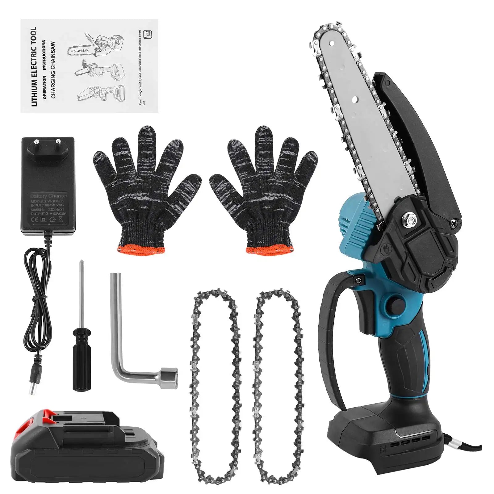 PowerCut Mini 21V Cordless Chainsaw 6” - Portable