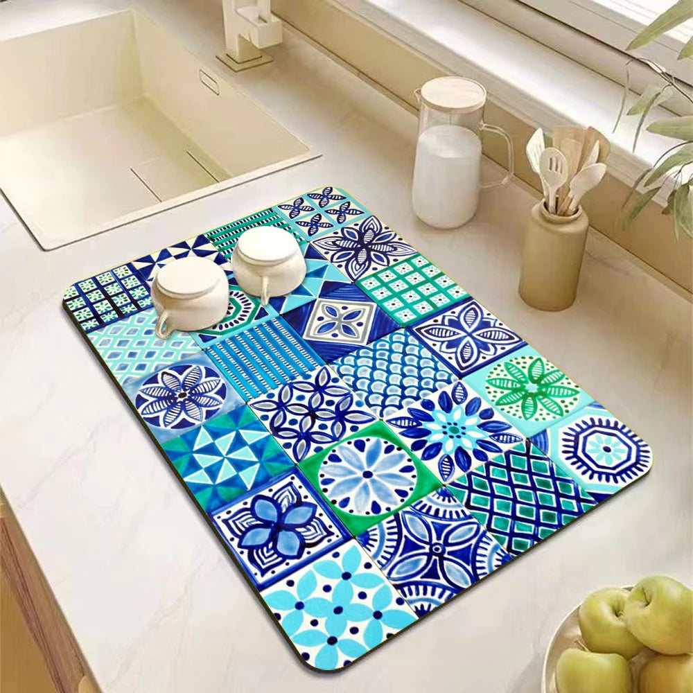 Mandala Kitchen Drying Mat - Eco-Friendly & Non-Slip