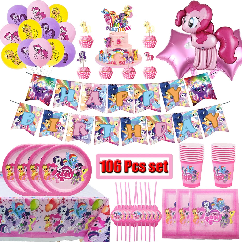 Ensemble Petit Poney Vaisselle Anniversaire Enfant