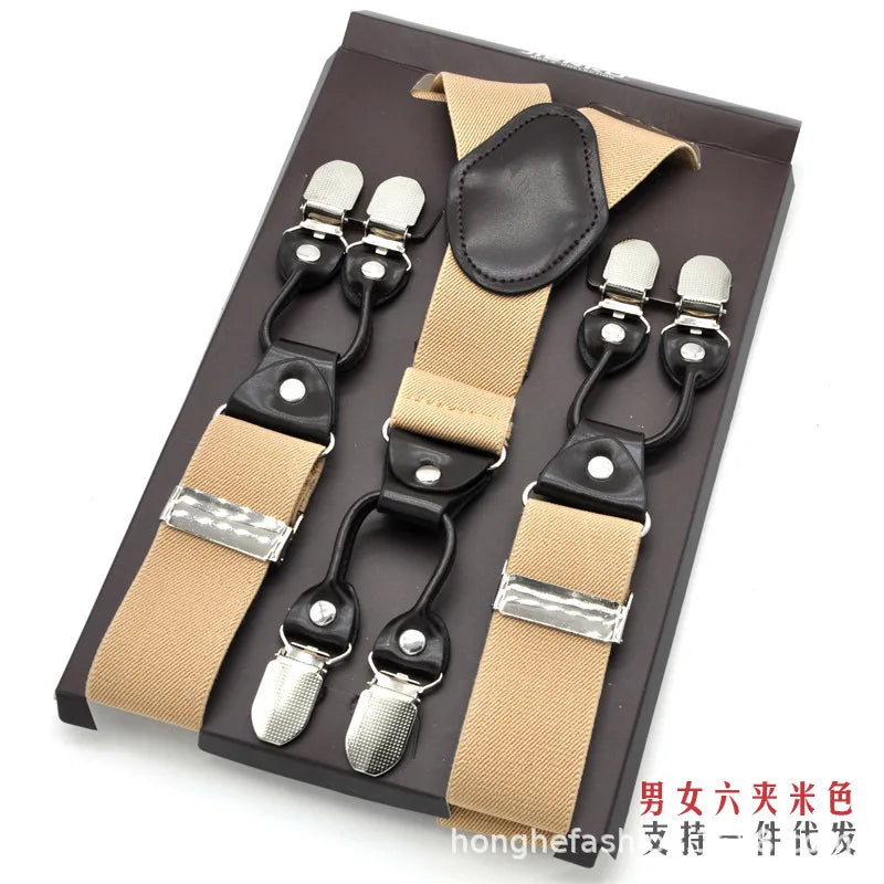 Adjustable 6-Clip Suspenders for Men & Women