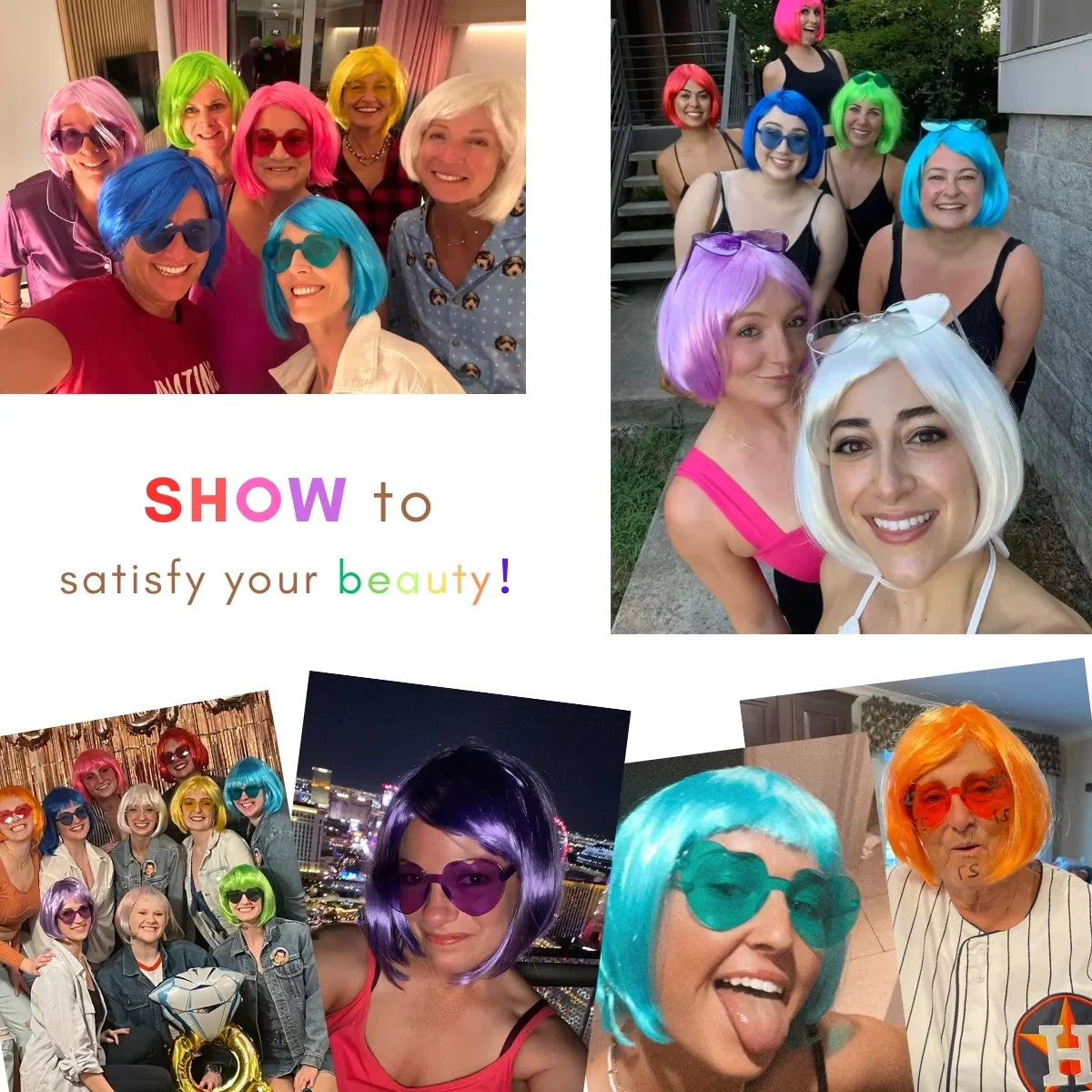 Perruque Bobo Néon Fun pour Fêtes et Cosplay